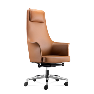 kopen Moderne hoge rug leer kantoor stoel, bruine leder executive kantoor stoel 360 graden online manufacture